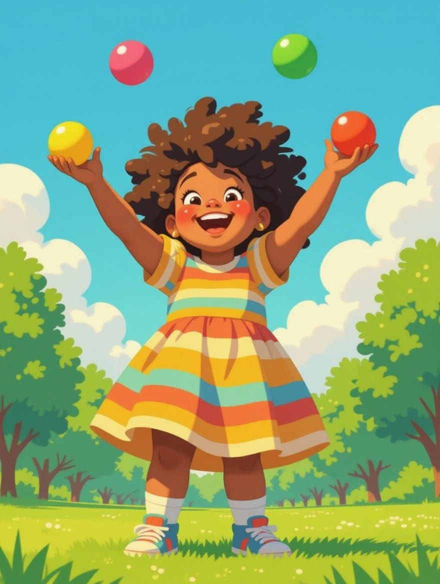 Happy Juggler in a Sunny Park, Pixar Style