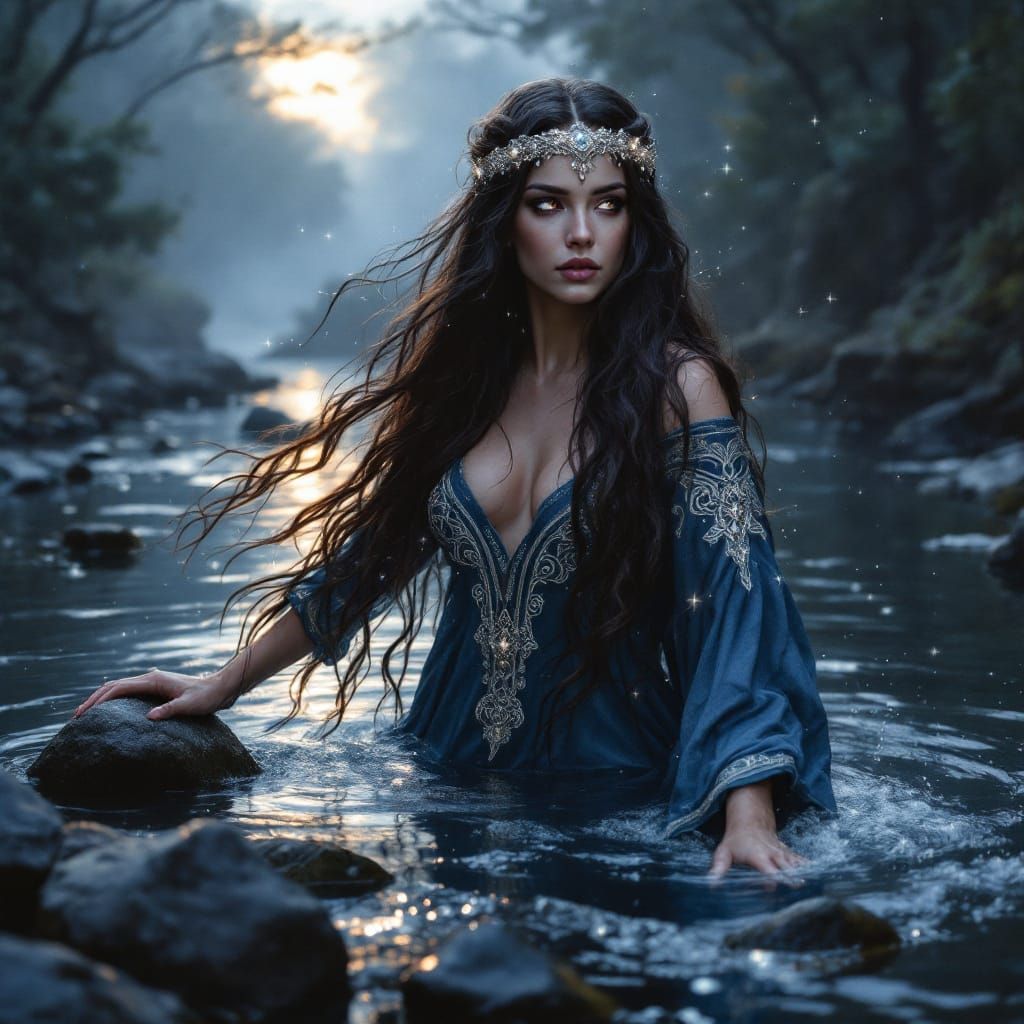 Celtic River Goddess Ancasta Emerges from River