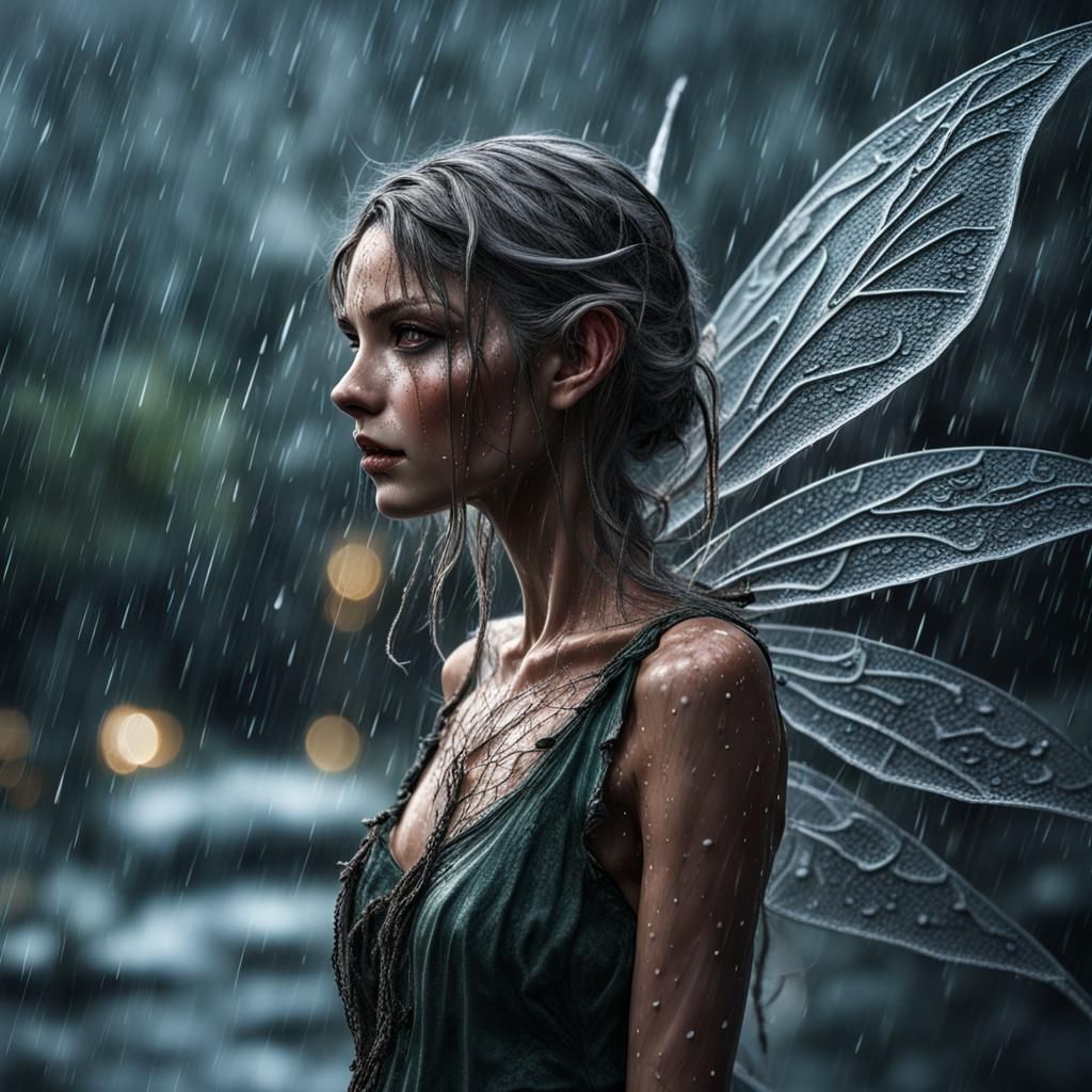 Rain Elemental Fairy in Hyperrealistic Detail