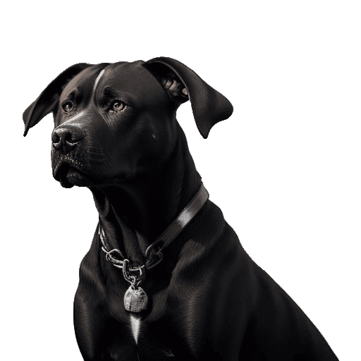 Black Pitbull Lab Mix on White Bed