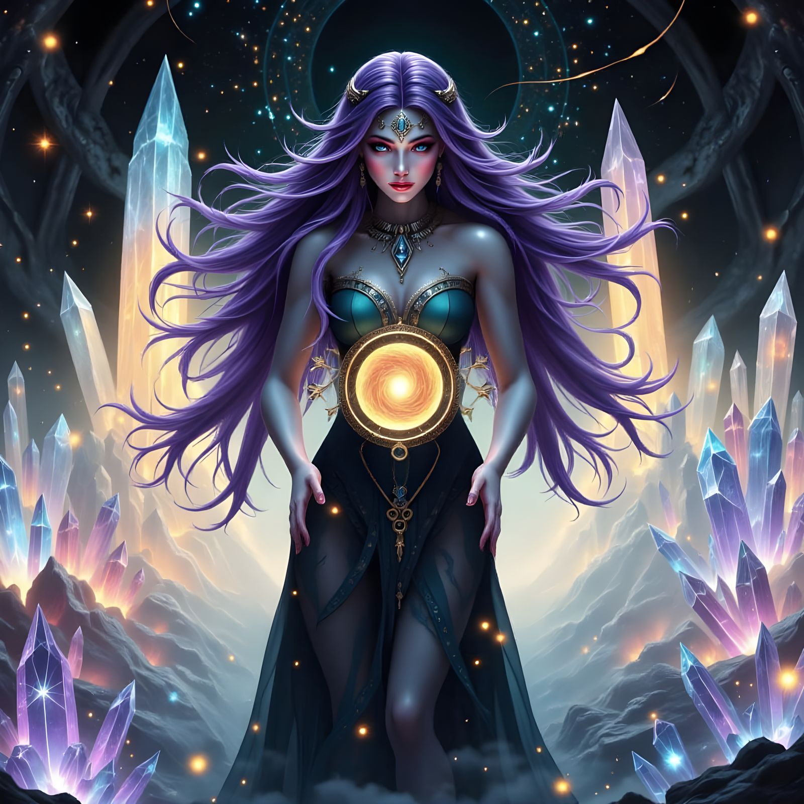 Mysterious Sorceress Summons Energy Vortex in Crystal Cleari...