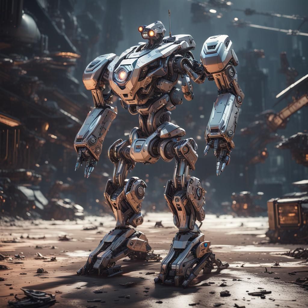 Epic 1000 ft Robot Destroyer in Sci-Fi Style