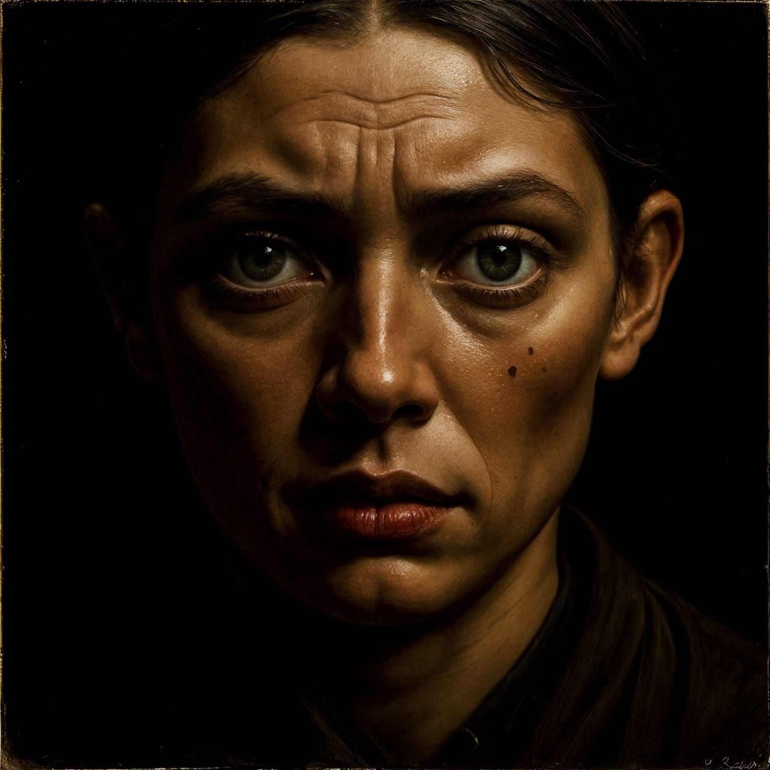 Sorrowful Eyes: A Portrait in Dramatic Chiaroscuro