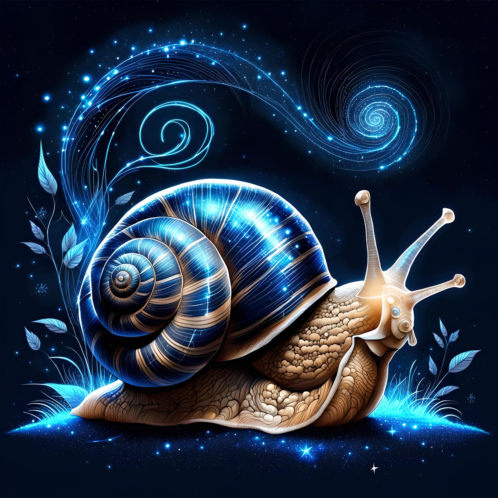 One Line Art: Snail with Magic Trail