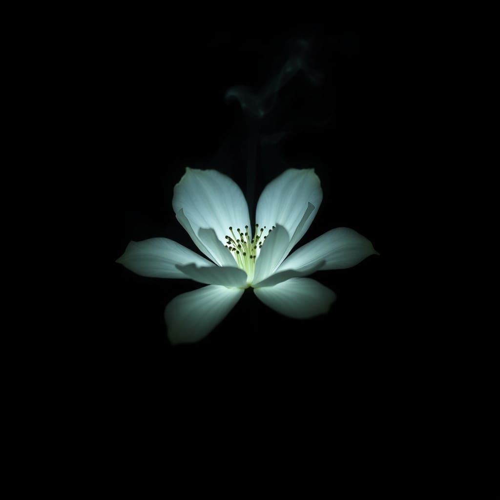 Ghostly Flower Blooms in Haunting Darkness