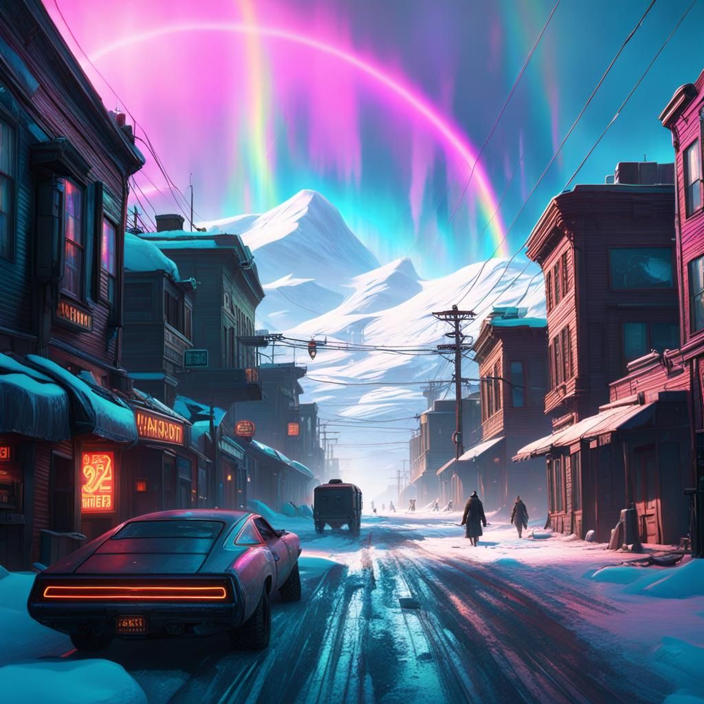 Antarctica Old West Main Street with Cyberpunk Elements