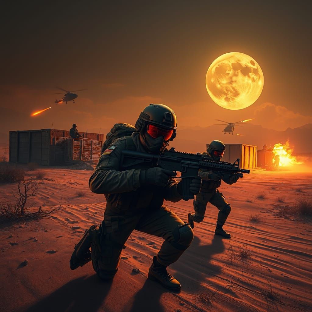 Elite Forces Storm Fortified Compound Under Lunar Eclipse