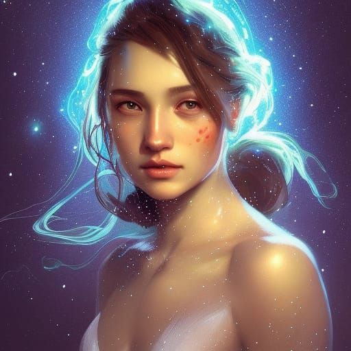 Celestial Girl Portrait in Starry Detail