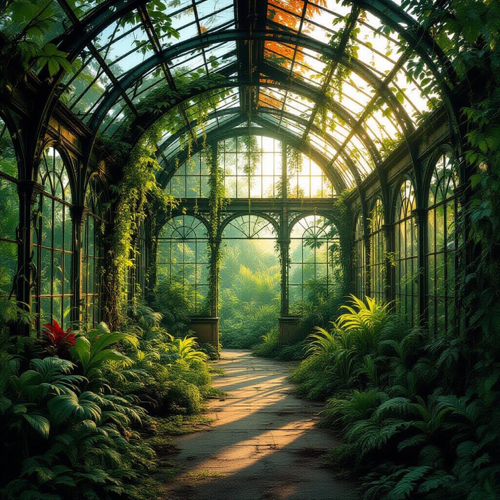 Abandoned Victorian Greenhouse With Alien Flora
