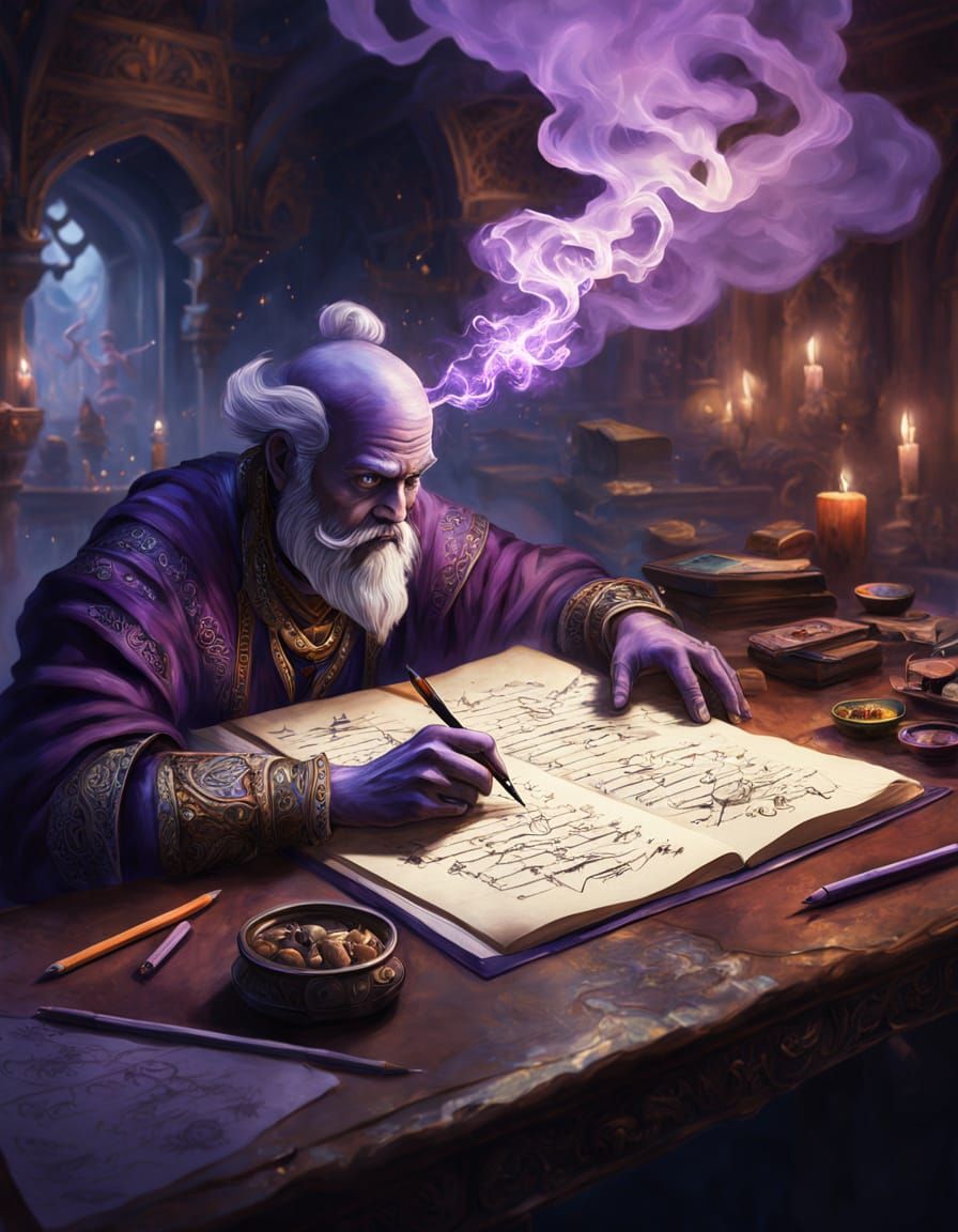 Ethereal Genie Emerges from Pencil in Digital Matte Painting