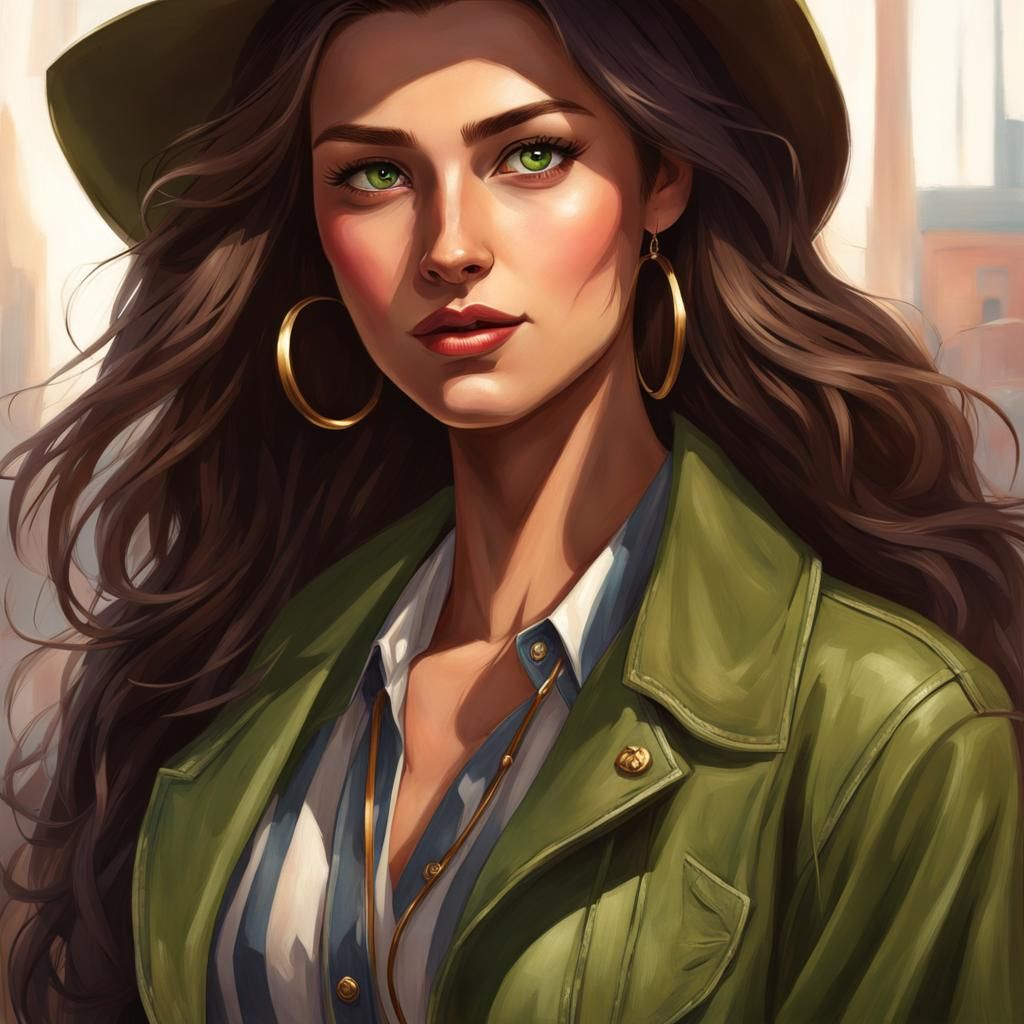 Young Woman Full Body Portrait in Hyperdetailed Digital Art