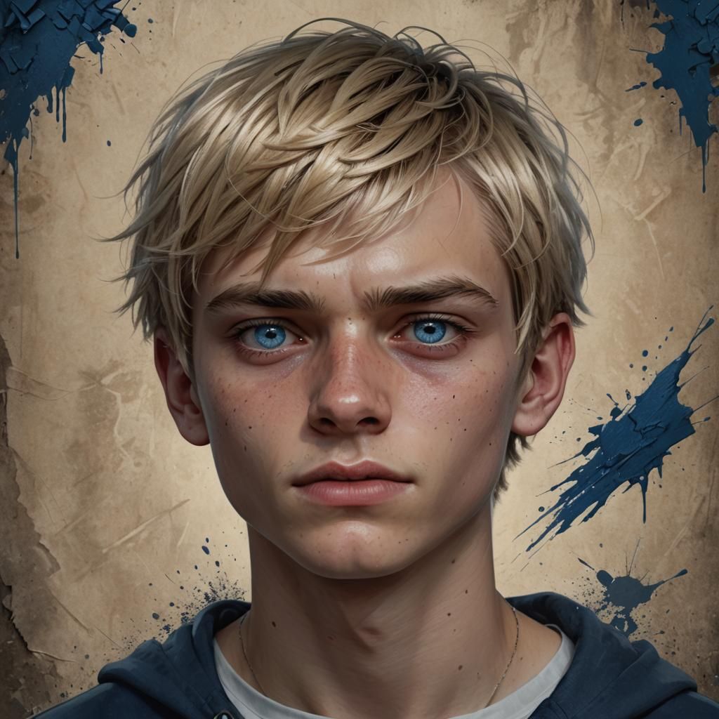 Hyperrealistic Portrait of a Boy with Malicious Expression