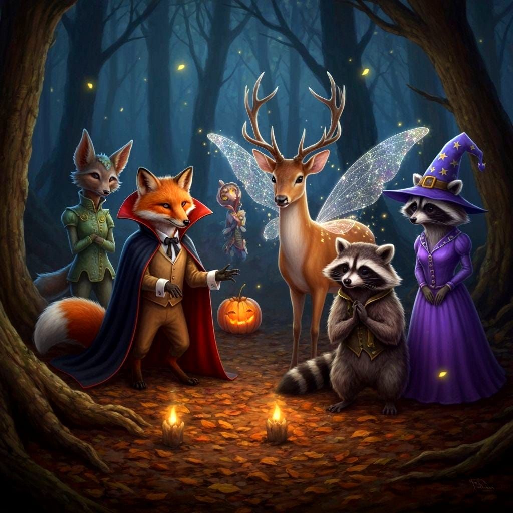 Woodland Creatures in Elaborate Halloween Costumes