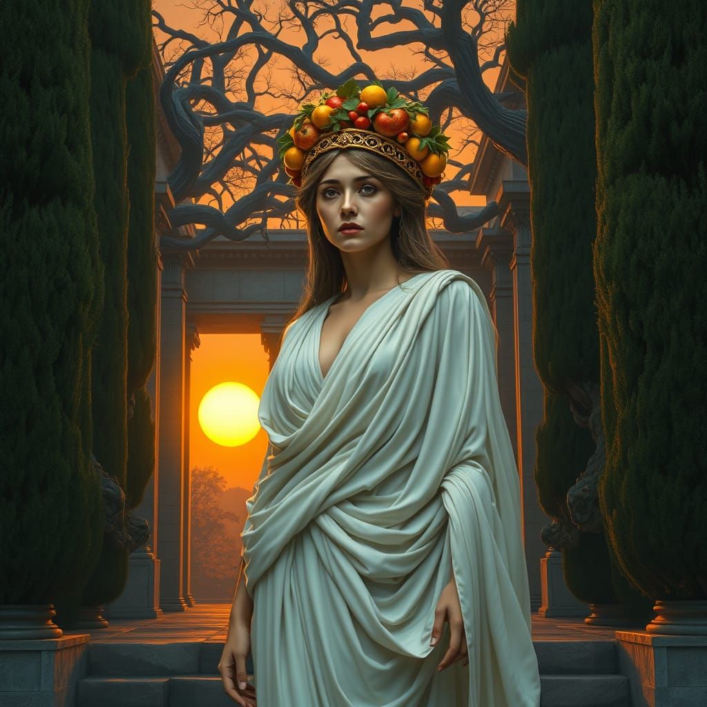 Roman Goddess of Mutated Fruits in Stone Temple