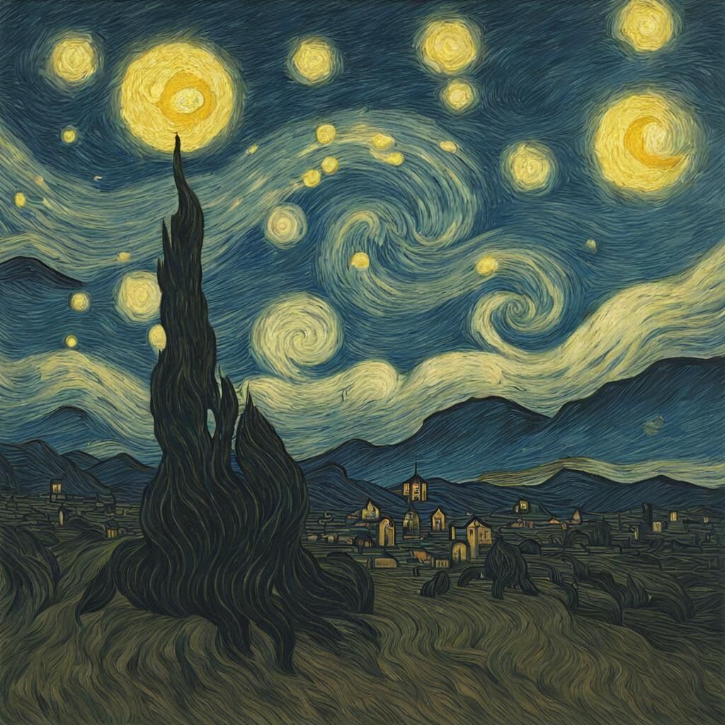 Starry Night in Rembrandt Style
