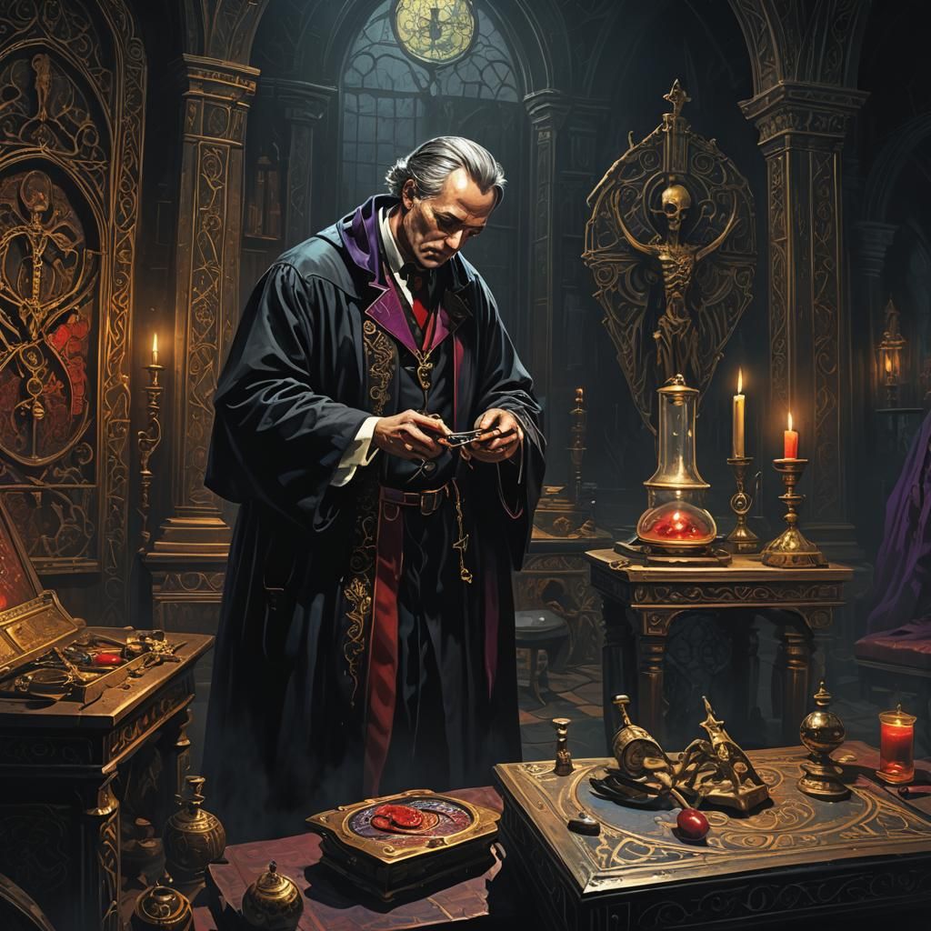 Gothic Doctor Examines Heart on Ancient Scale