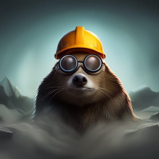 Mole in Glasses and Hard Hat: Detailed Matte Painting