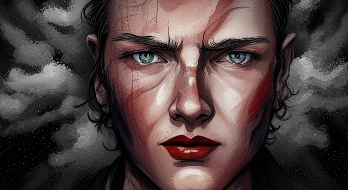 Awakening Eyes in Neo-Noir Graphic Novel Style