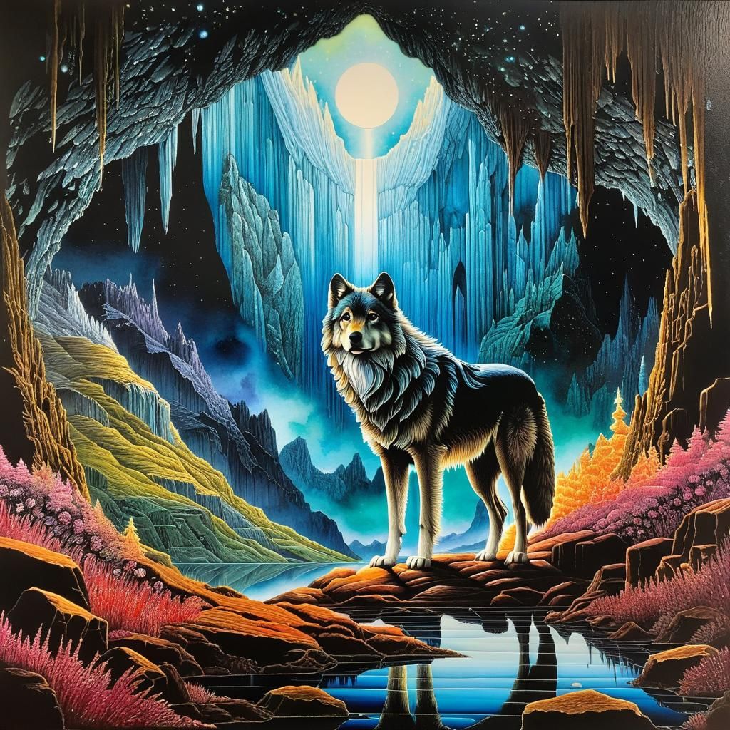 Ethereal Wolf in Evanescent Cavern