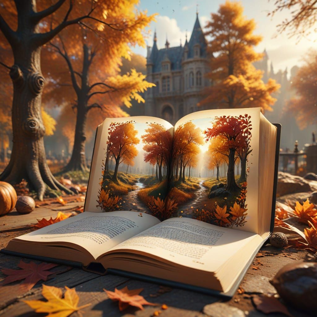 Whimsical Autumn Romance Scene in Vibrant HDR