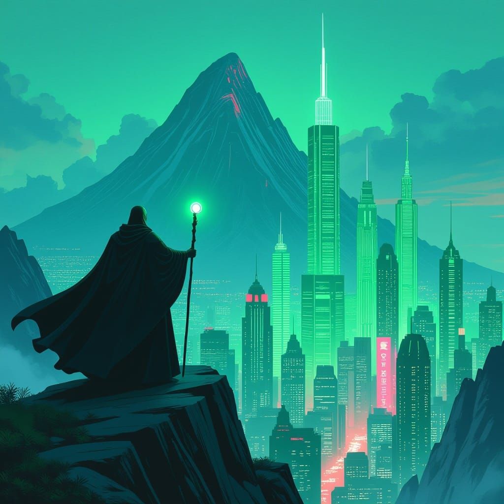 Ethereal Dark Lord Condemns Futuristic Metropolis