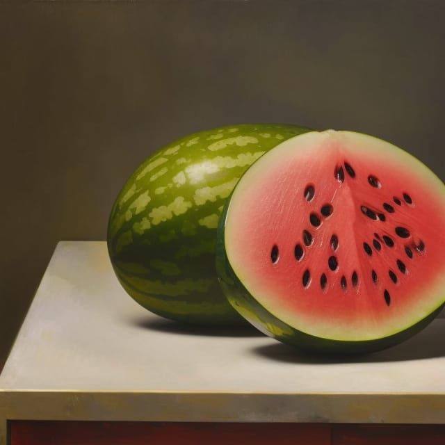 Watermelon Still Life in Fauvist Impasto Style
