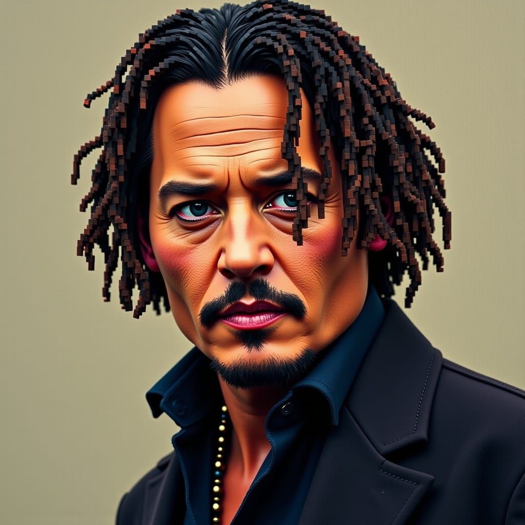 AI Portrait of Johnny Depp: Textured Digital Art