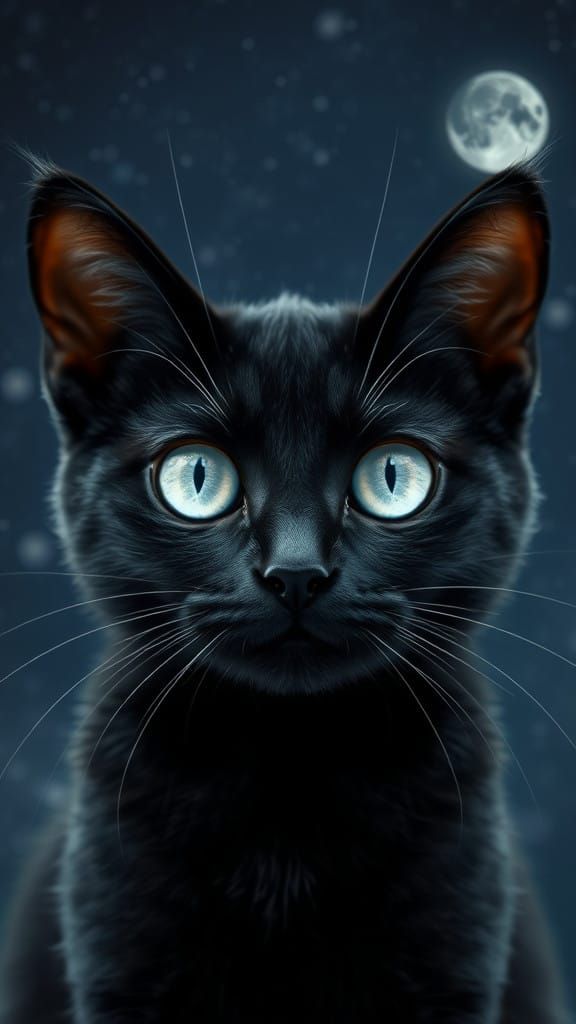 Celestial Feline in Midnight Hues