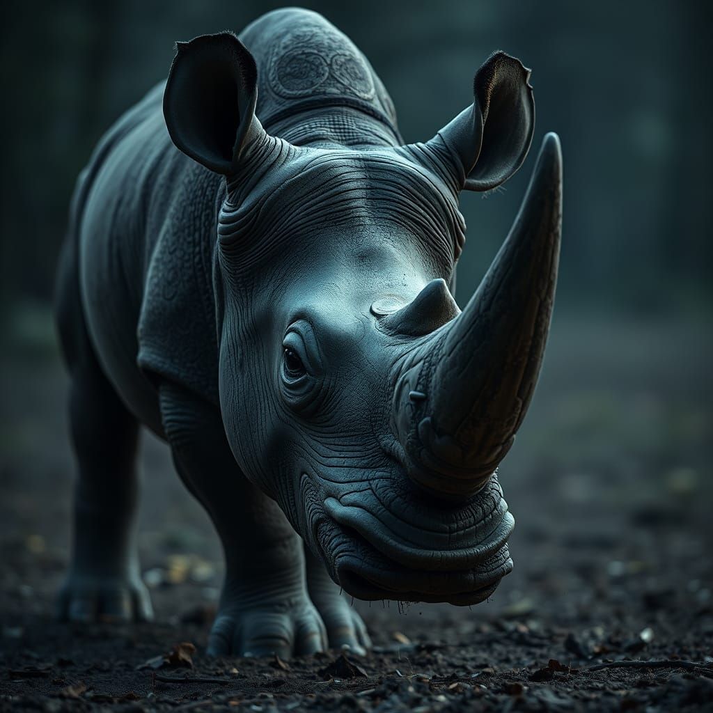 Hyperrealistic Rhino in Cinematic Lighting