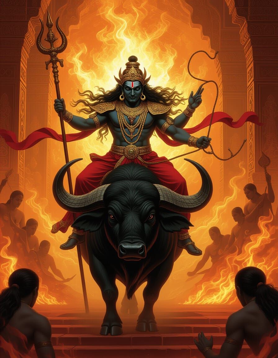 Yama, Hindu God of Death, in Dark Fantasy Style