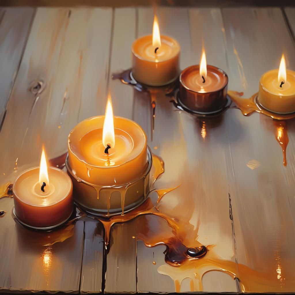 Golden Candlelight Masterpiece in Oil Painting