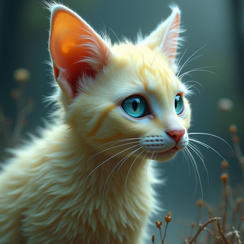 Ethereal Feline in Dreamlike Fantasy Environment