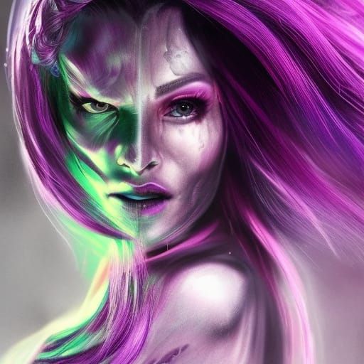 Luminescent Alien Medusa in Inkpunk Cyberpunk Style