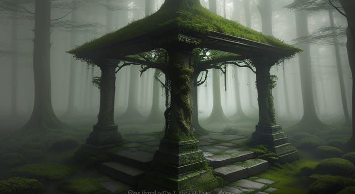 Mysterious Glowing Stone in Ancient Forest