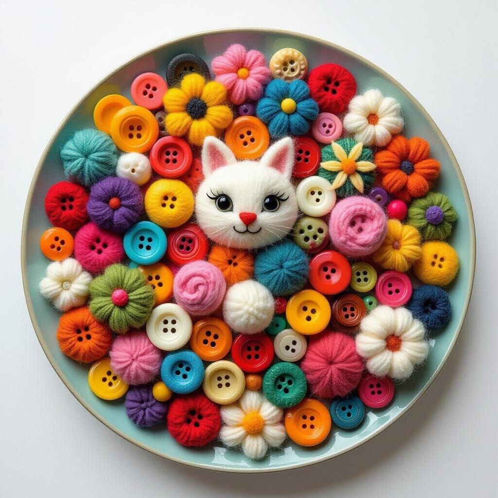 Whimsical Food Art: Buttons and Wool Delights