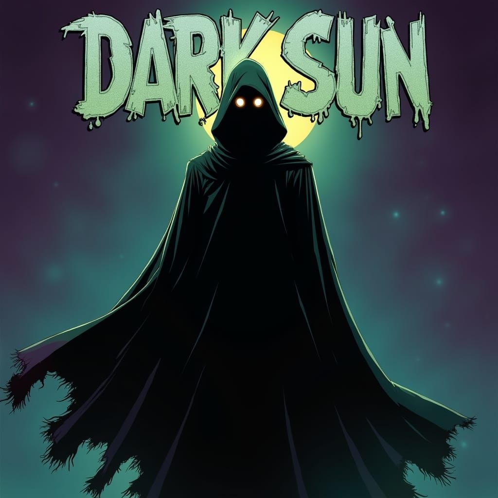 Enigmatic Figure in Shadowy Comic Art Style