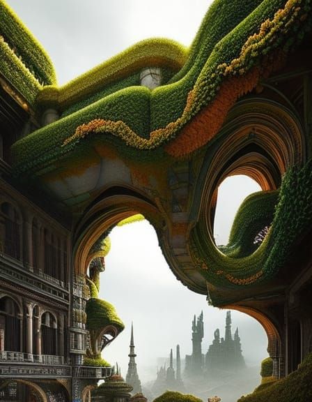 Impossible Architecture in Escher Style: Detailed 8K Art