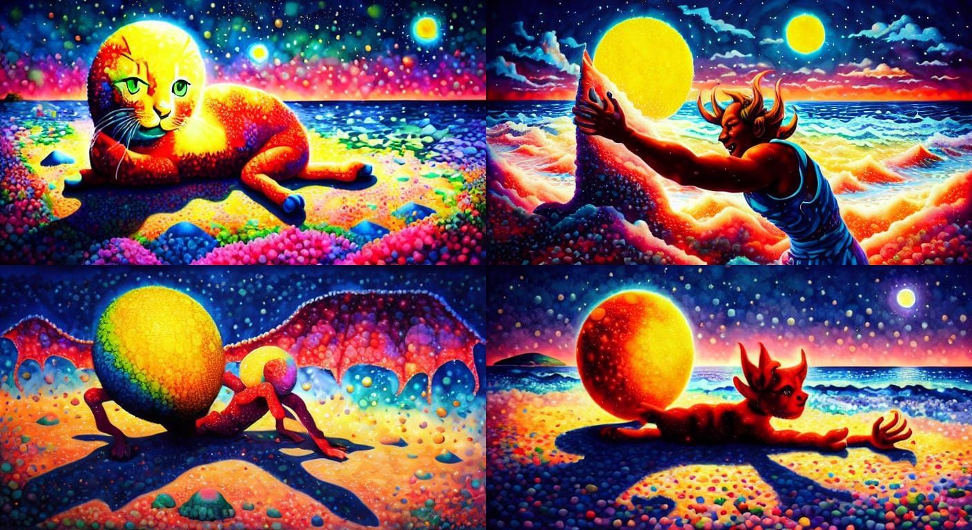 Moonlit Beach Scene in Fine Art Style