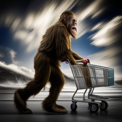 Sasquatch with a shopping cart