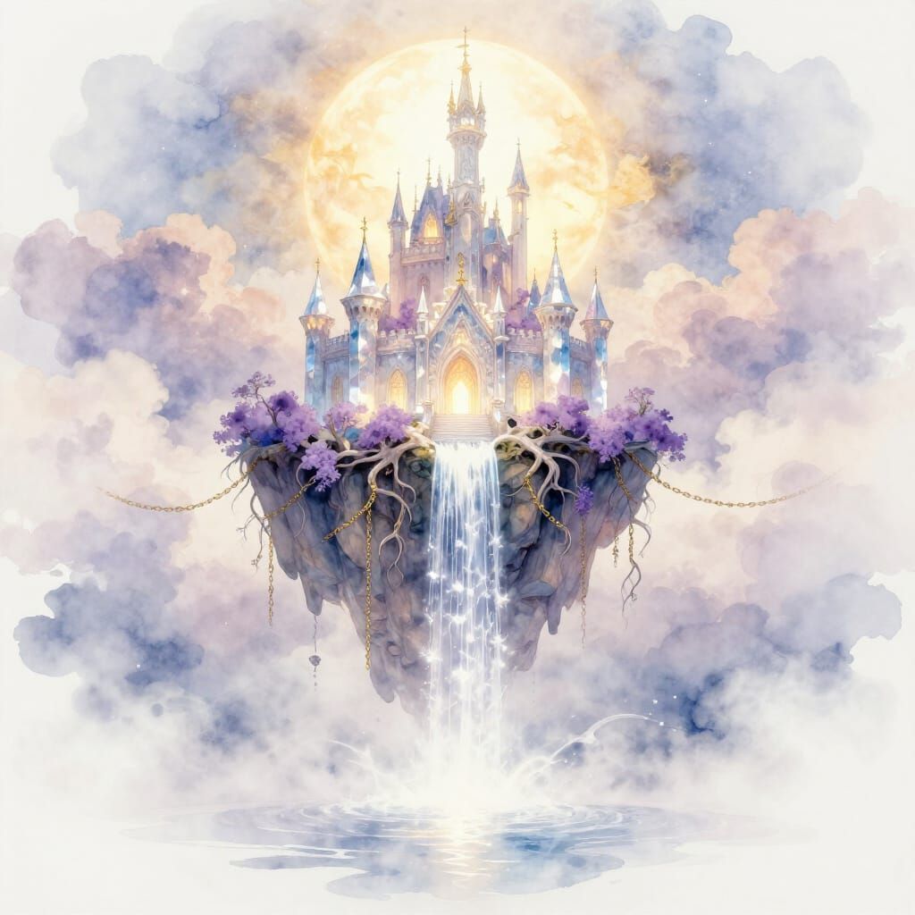 A dreamlike, crystalline castle
