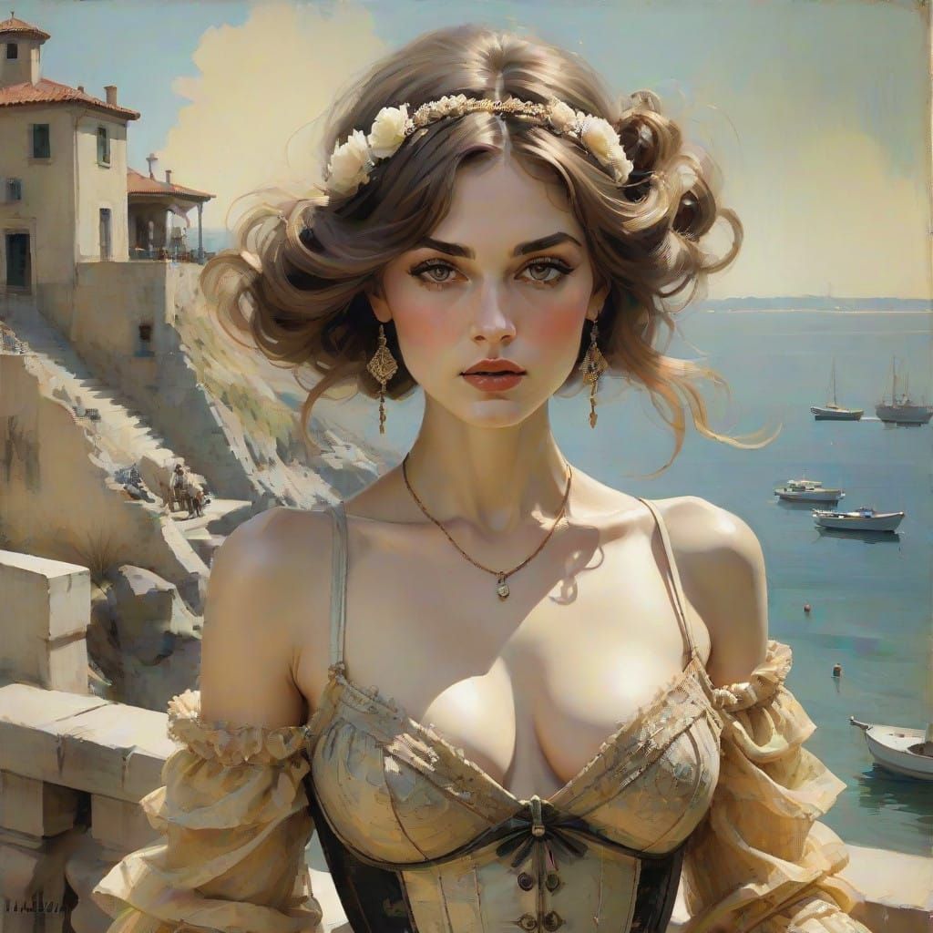 Elegant Riviera Belle in Smokey Belle Epoque Style