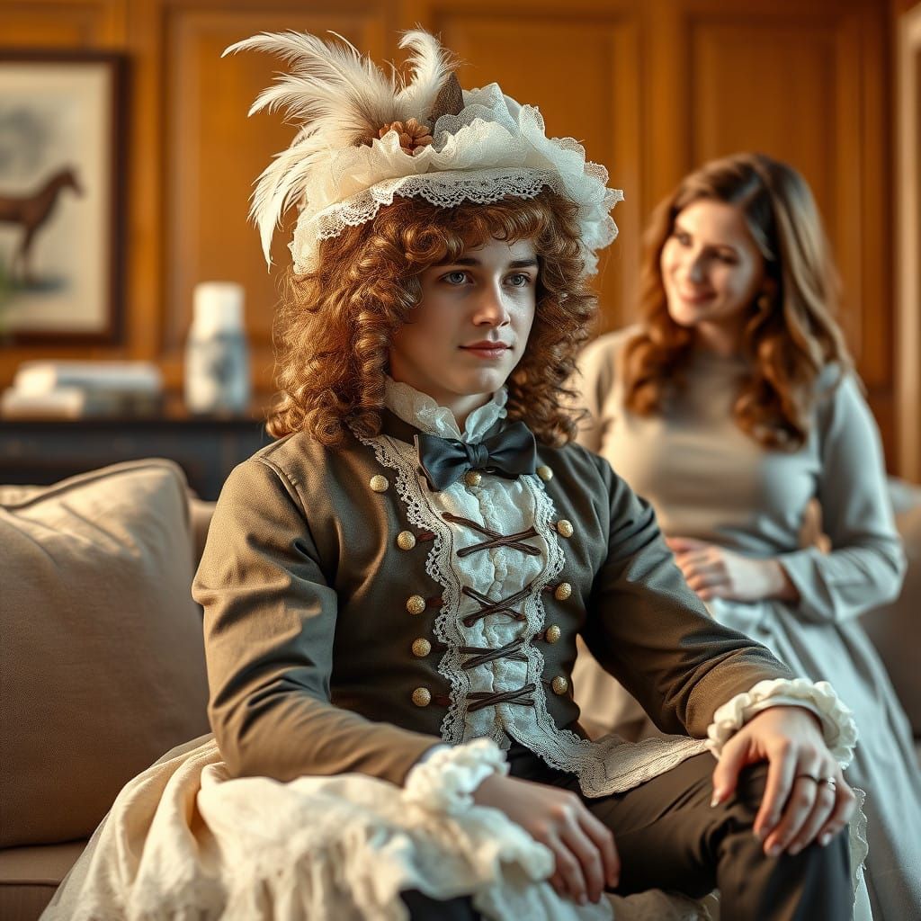 Elegantly Dressed Gentleman in a 19th Century Doll Costume