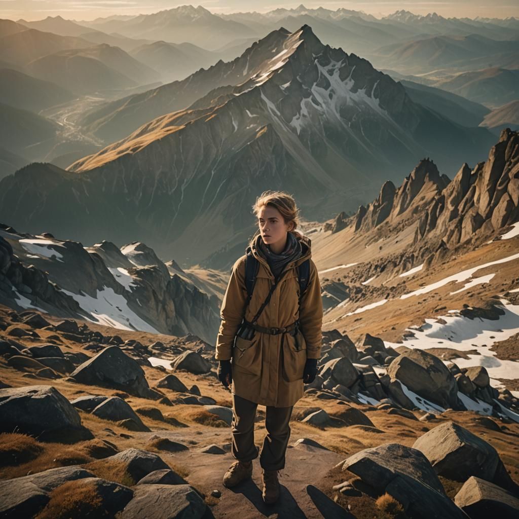 Cinematic Mountain Summit in Golden Light