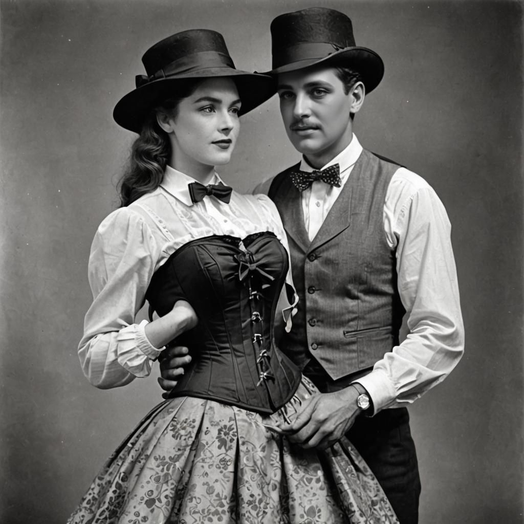 Elegant Embrace: Woman in Corset and Formal Attire