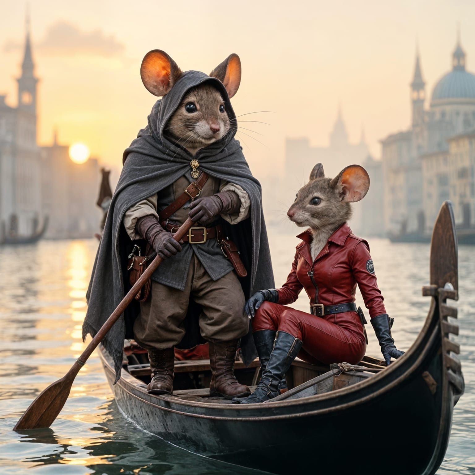 Anthropomorphic Mouse Gondolier in Ethereal Fantasy Style