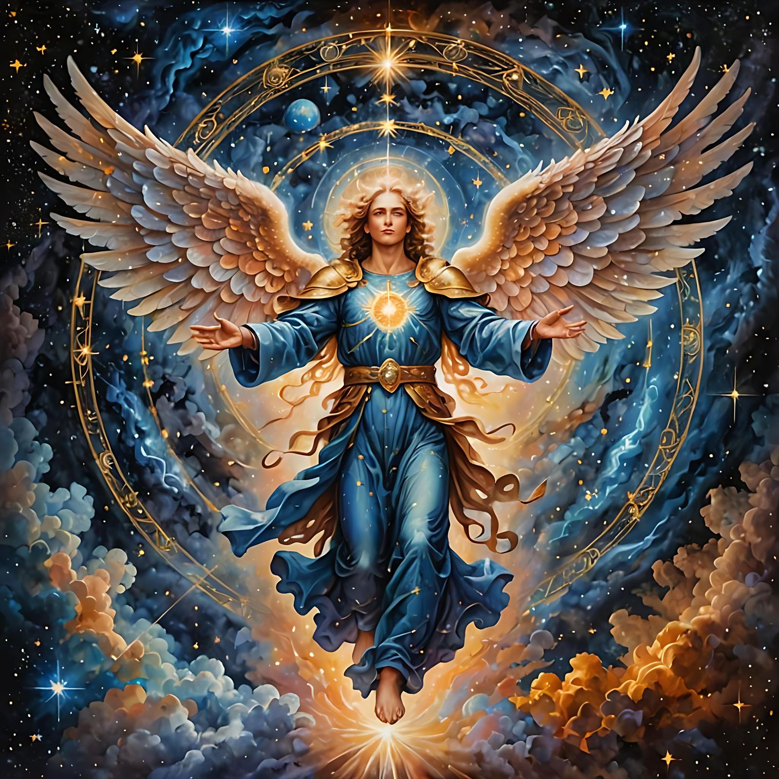 Archangel Metatron Floats in Space: Spiritual Painting
