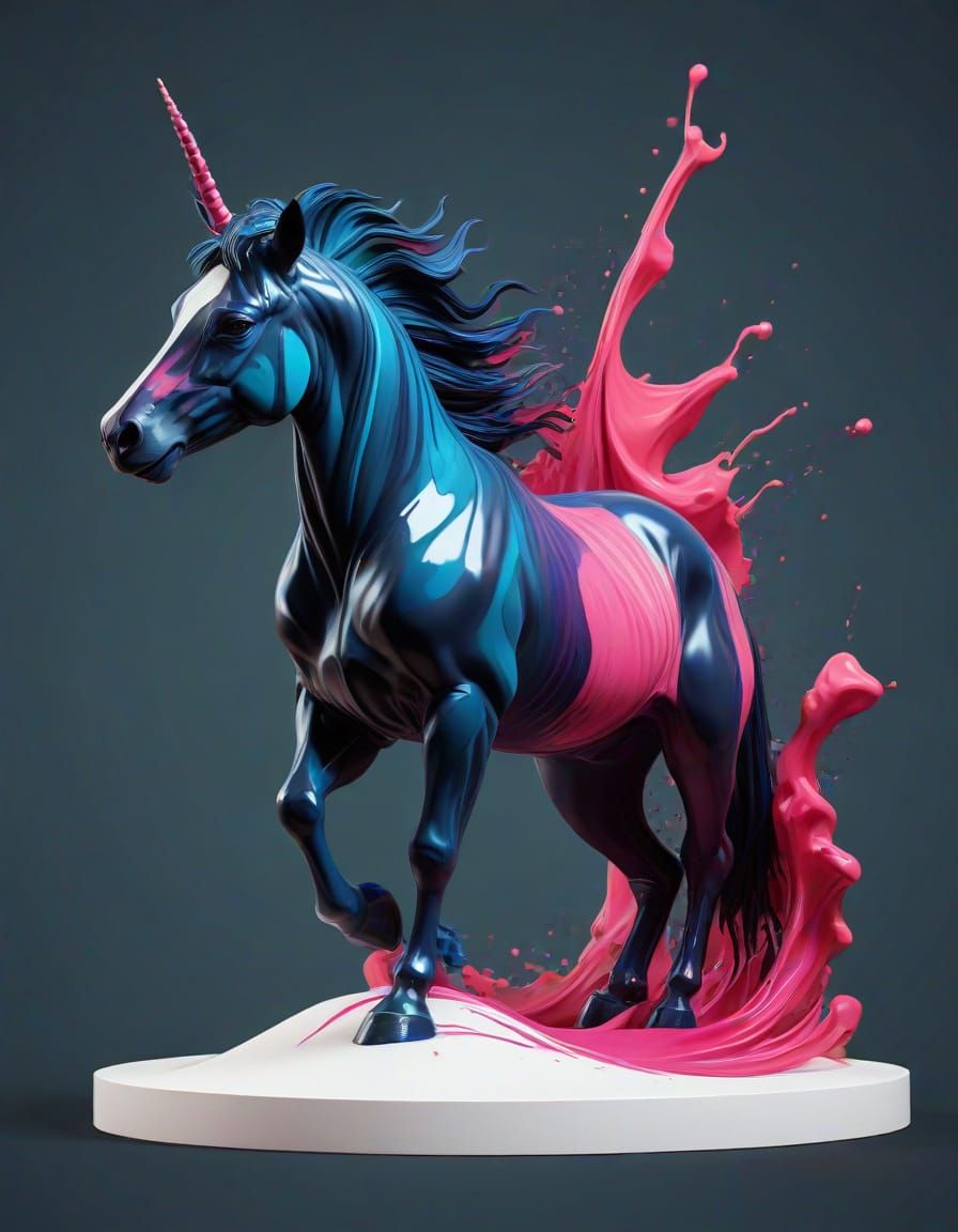 Abstract 3D Flowing Ink Animals