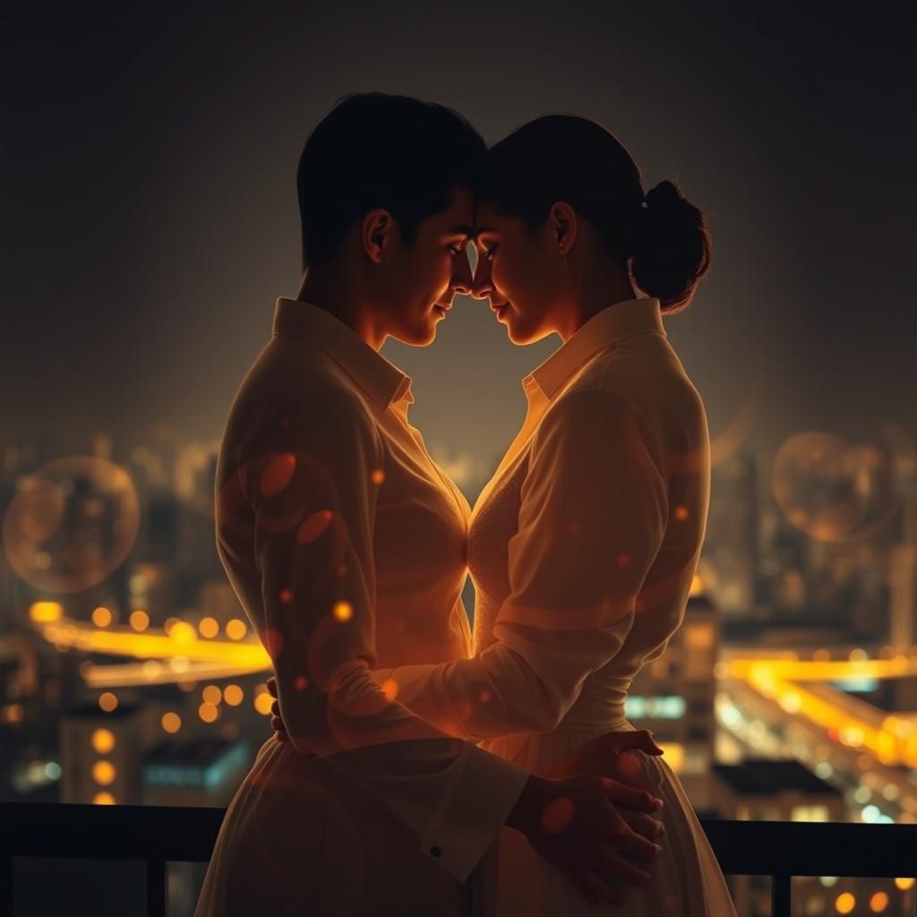 Surreal Embrace with Silhouettes in Hyperrealistic Style