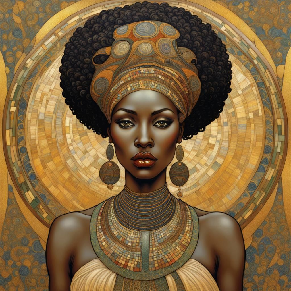 Art Nouveau African Woman in Baroque Style