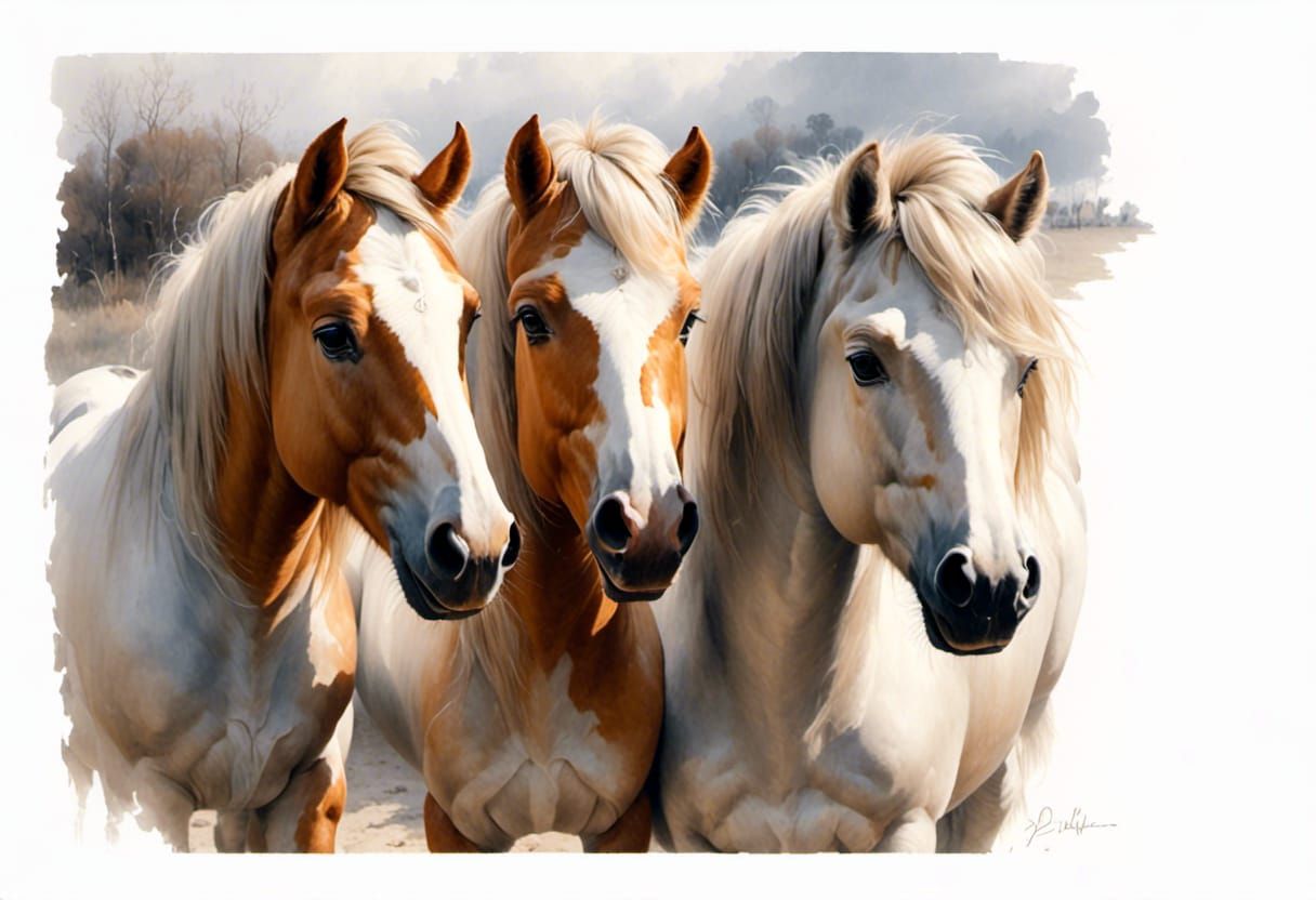 Silver Shetland Ponies with Glowing Runes